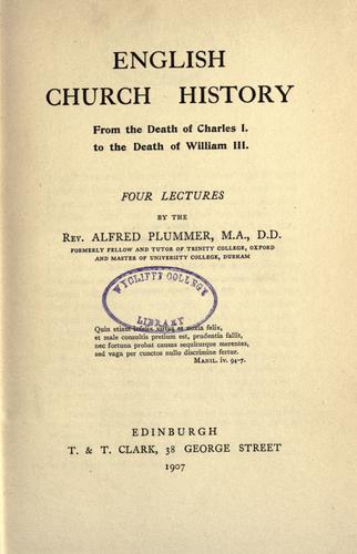 Cover for English church history from the death of Charles I to the death of William III