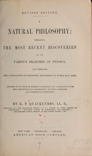 Cover for A natural philosophy