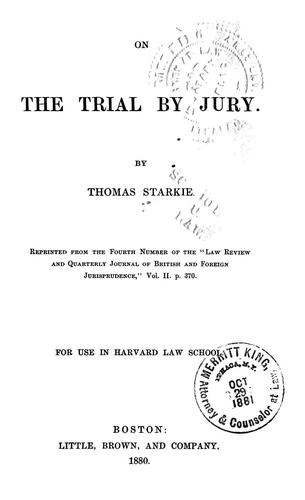 Cover for On the trial by jury