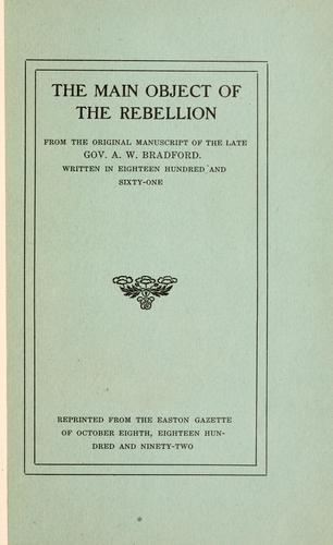 Cover for main object of the rebellion