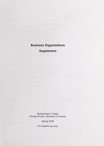Cover for Business organizations