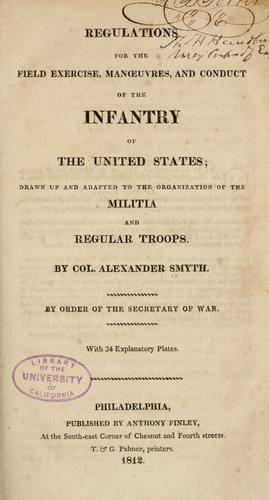Cover for Regulations for the field exercise, manvres, and conduct of the infantry of the United States