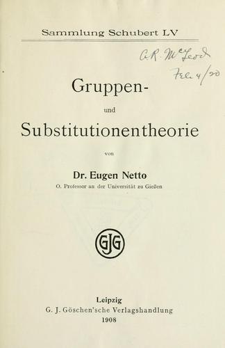 Cover for Gruppen- und Substitutionentheorie