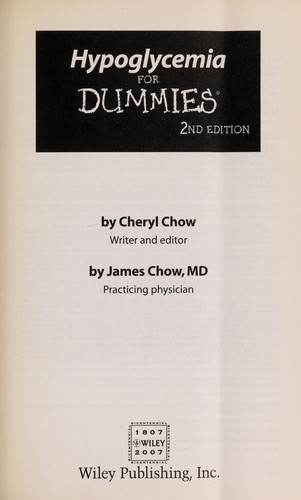 Cover for Hypoglycemia for dummies