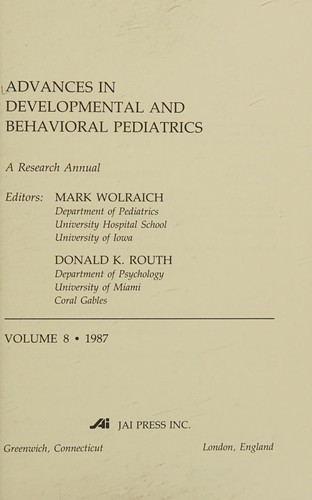 Cover for Advances in Developmental and Behavioral Pediatrics