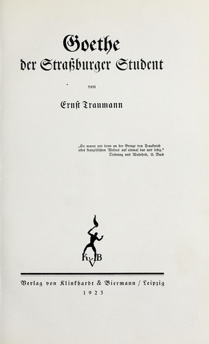 Cover for Goethe der Strassburger Student