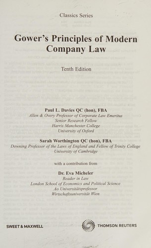 Cover for Gower's principles of modern company law