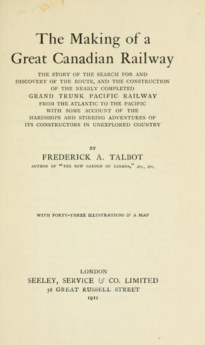 Cover for The making of a great Canadian railway