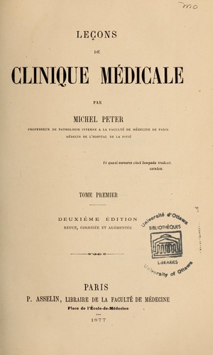 Cover for Leçons de clinique médicale