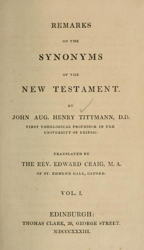 Cover for Remarks on the synonyms of the New Testament