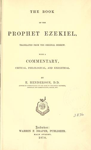 Cover for The book of the prophet Ezekiel