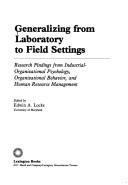 Cover for Generalizing from laboratory to field settings