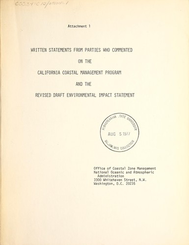 Cover for Written statements from parties who commented on the California coastal management program and the revised draft environmental impact statement