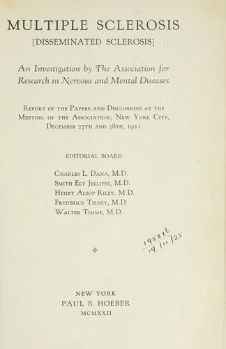 Cover for Multiple sclerosis (disseminated sclerosis)