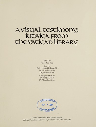 Cover for A Visual testimony--Judaica from the Vatican Library