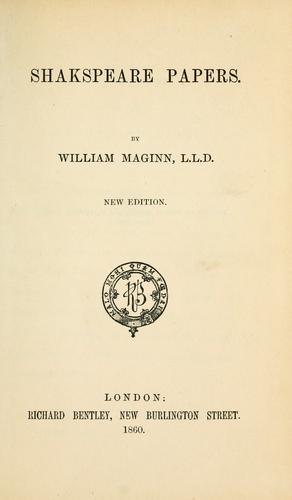 Cover for Shakespeare papers.