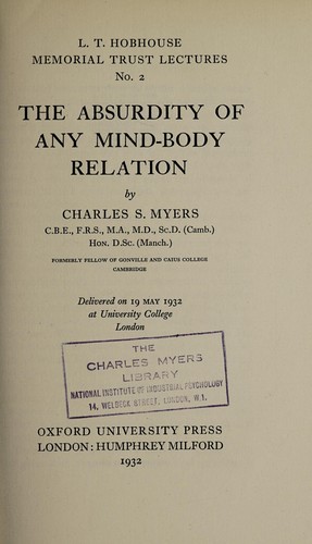 Cover for The absurdity of any mind-body relation