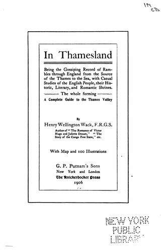 Cover for In Thamesland; being the gossiping record of rambles through England from the source of the Thames to the sea