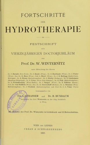 Cover for Fortschritte der Hydrotherapie : Festschrift zum vierzigjahrigen Doctorjubilaum des Prof. Dr W. Winternitz