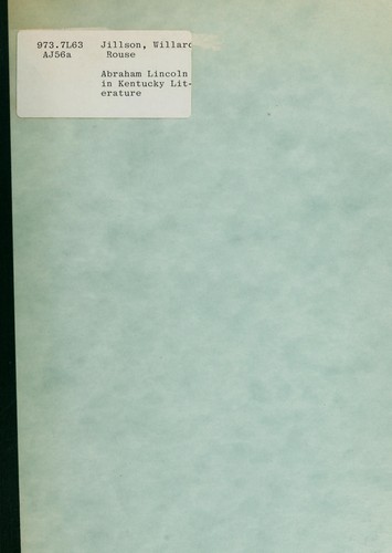 Cover for Abraham Lincoln in Kentucky literature, 1859-1949