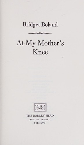 Cover for At my mother's knee