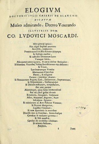 Cover for Note overo memorie del museo del conte Lodovico Moscardo