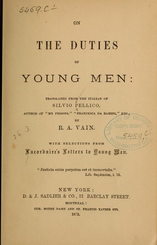 Cover for On the duties of young men.