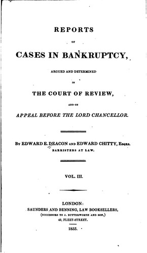 Cover for Reports of Cases in Bankruptcy: Argued and Determined in the Court of Review, and on Appeal ...