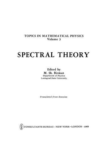 Cover for Spectral Theory