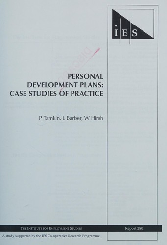 Cover for Personal Development Plans (IES Reports)