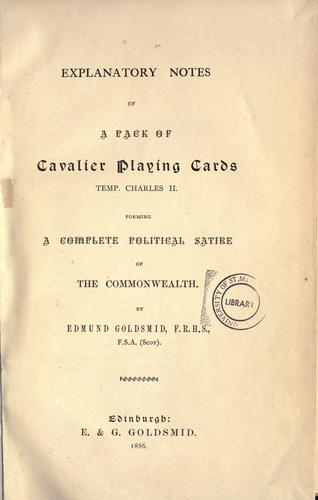 Cover for Explanatory notes of a pack of Cavalier playing cards, temp. Charles II