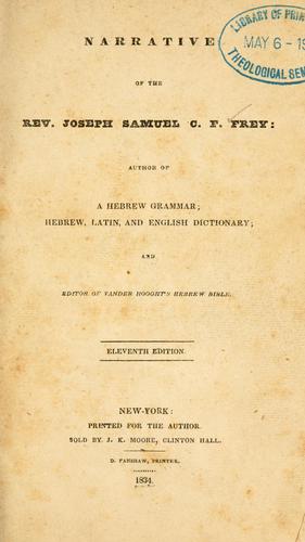 Cover for Narrative of the Rev. Joseph Samuel C. F. Frey.