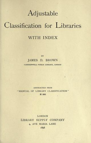 Cover for Adjustable classification for libraries