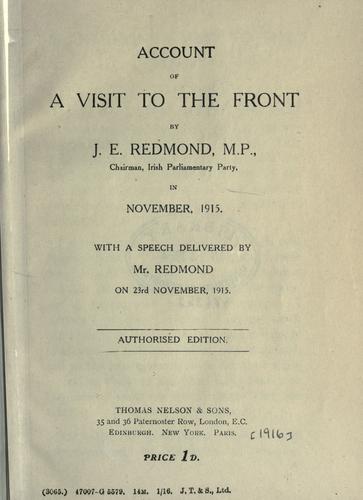 Cover for Account of a visit to the front