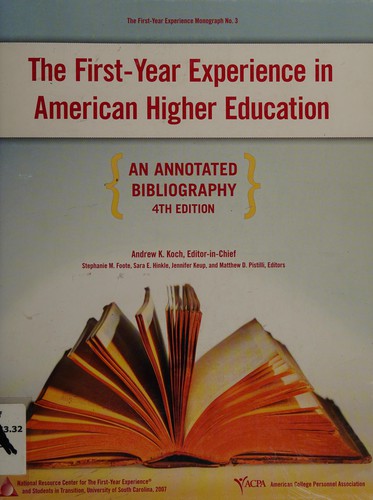 Cover for The first-year experience in American higher education