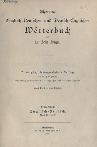 Cover for Allgemeines Englisch-Deutsches und Deutsch-Englisches Wörterbuch.