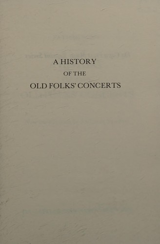 Cover for A history of the old folks' concerts