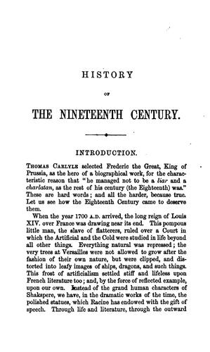Cover for History of the nineteenth century