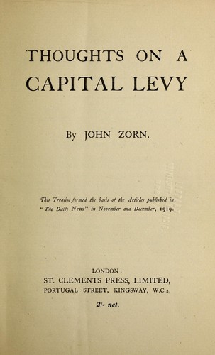 Cover for Thoughts on a capital levy
