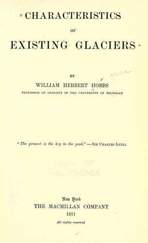 Cover for Characteristics of existing glaciers