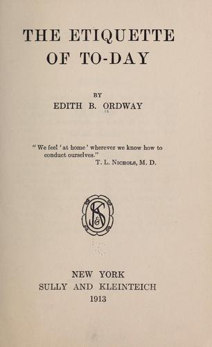 Cover for The etiquette of to-day