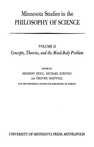 Cover for Concepts, theories, and the mind-body problem