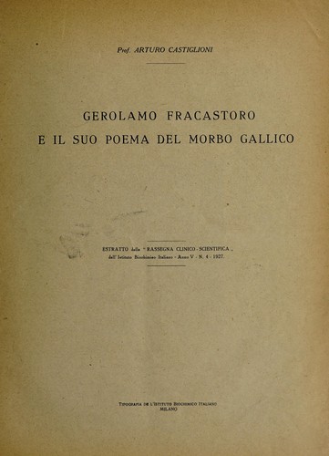 Cover for Gerolamo Fracastoro e il suo oema del morbo gallico