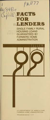 Cover for Facts for lenders: single family rural housing loans guaranteed by Farmers Home Administration