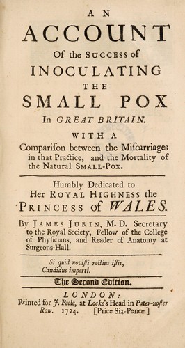 Cover for An account of the success of inoculating the small pox in Great Britain. With a comparison between the miscarriages in that practice, and the mortality of the natural small-pox