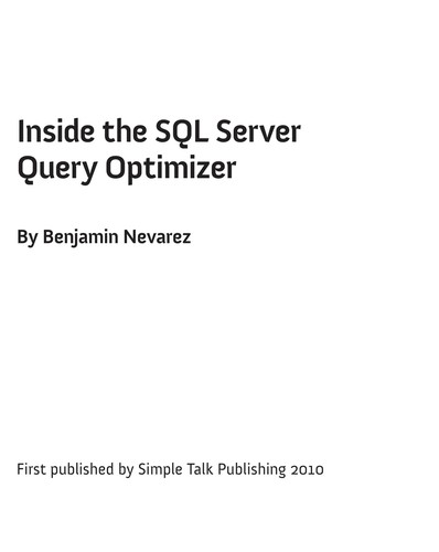 Cover for Inside the SQL server query optimizer