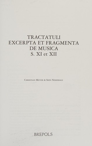 Cover for Tracatuli, Excerpta et Fragmenta de Musica S. XI et XII