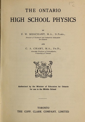 Cover for The Ontario high school physics