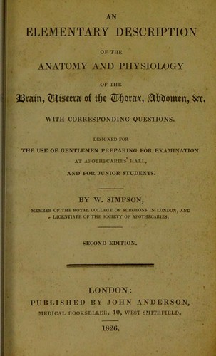 Cover for An elementary description of the anatomy and physiology of the brain, viscera of the thorax, abdomen, &c. ...