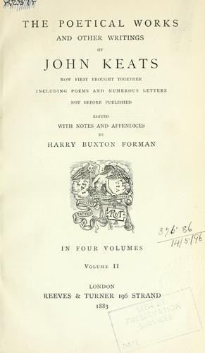 Cover for Poetical works and other writings, now first brought together, including poems and numerous letters not before published.